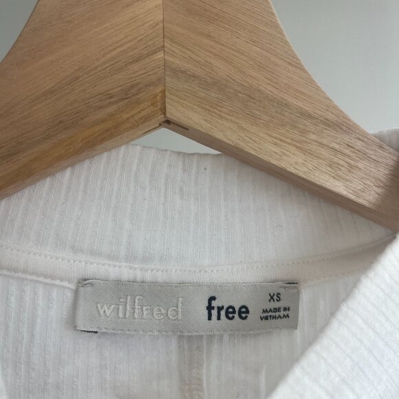 Aritzia Wilfred Free Fine Rib Knit Mock Neck Baby Tee Shirt - Picture 2 of 2